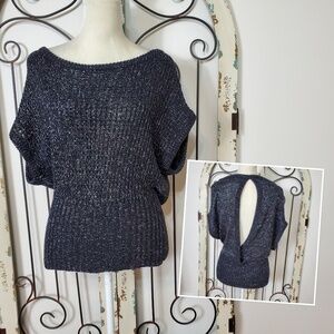 Joyce Leslie shimmery open back sweater